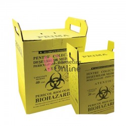 Cutie incinerare din carton pentru deseuri medicale sau de cosmetica 40 litri, art VTR 0255